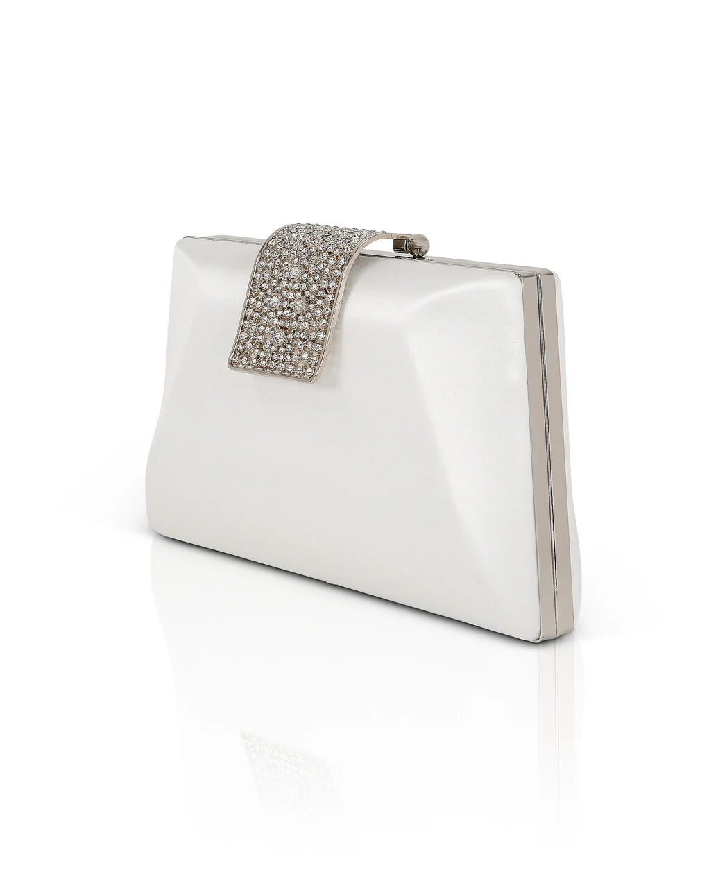 Amira Satin Faceted Trapezoid Minaudiere - Image 7