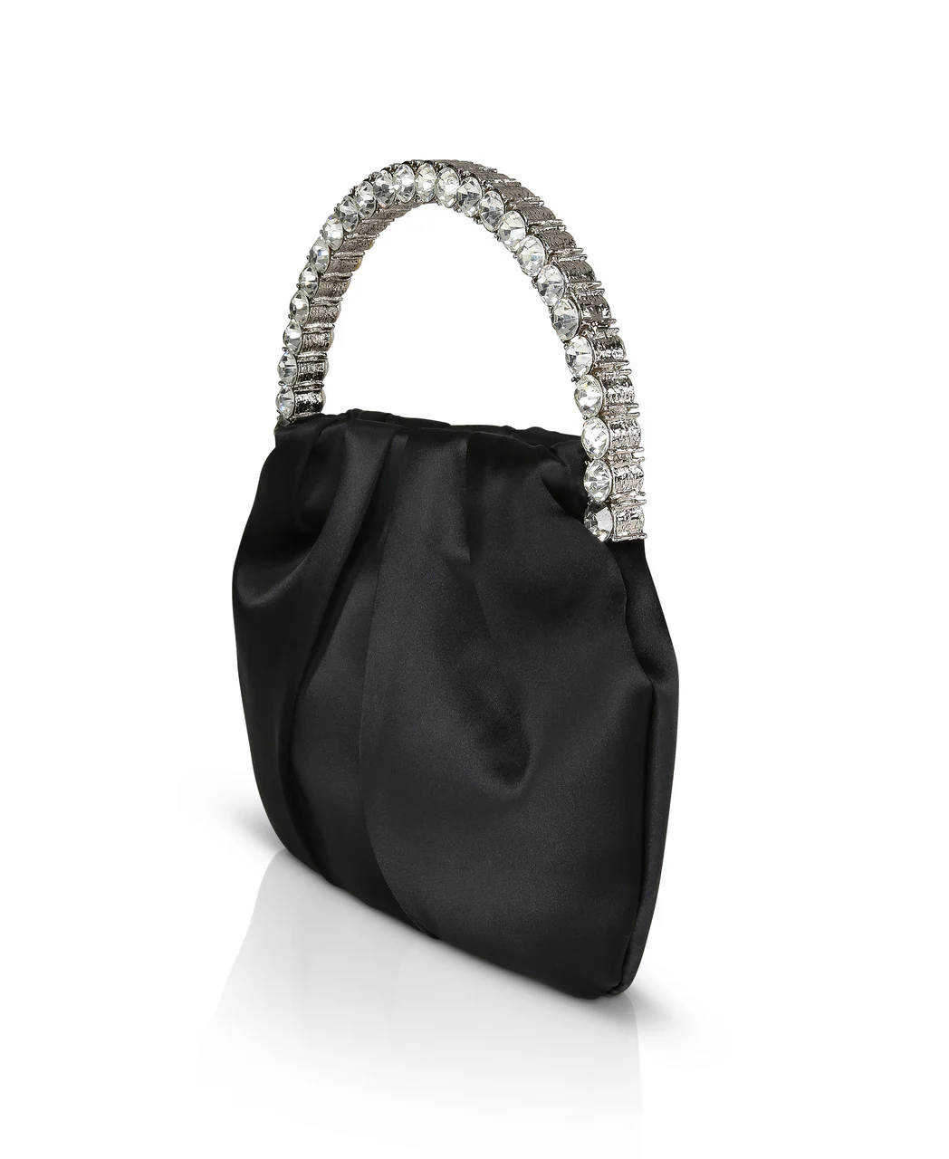 Audrey Pleated Satin Pouch with Halfmoon Crystal Handle - Image 6