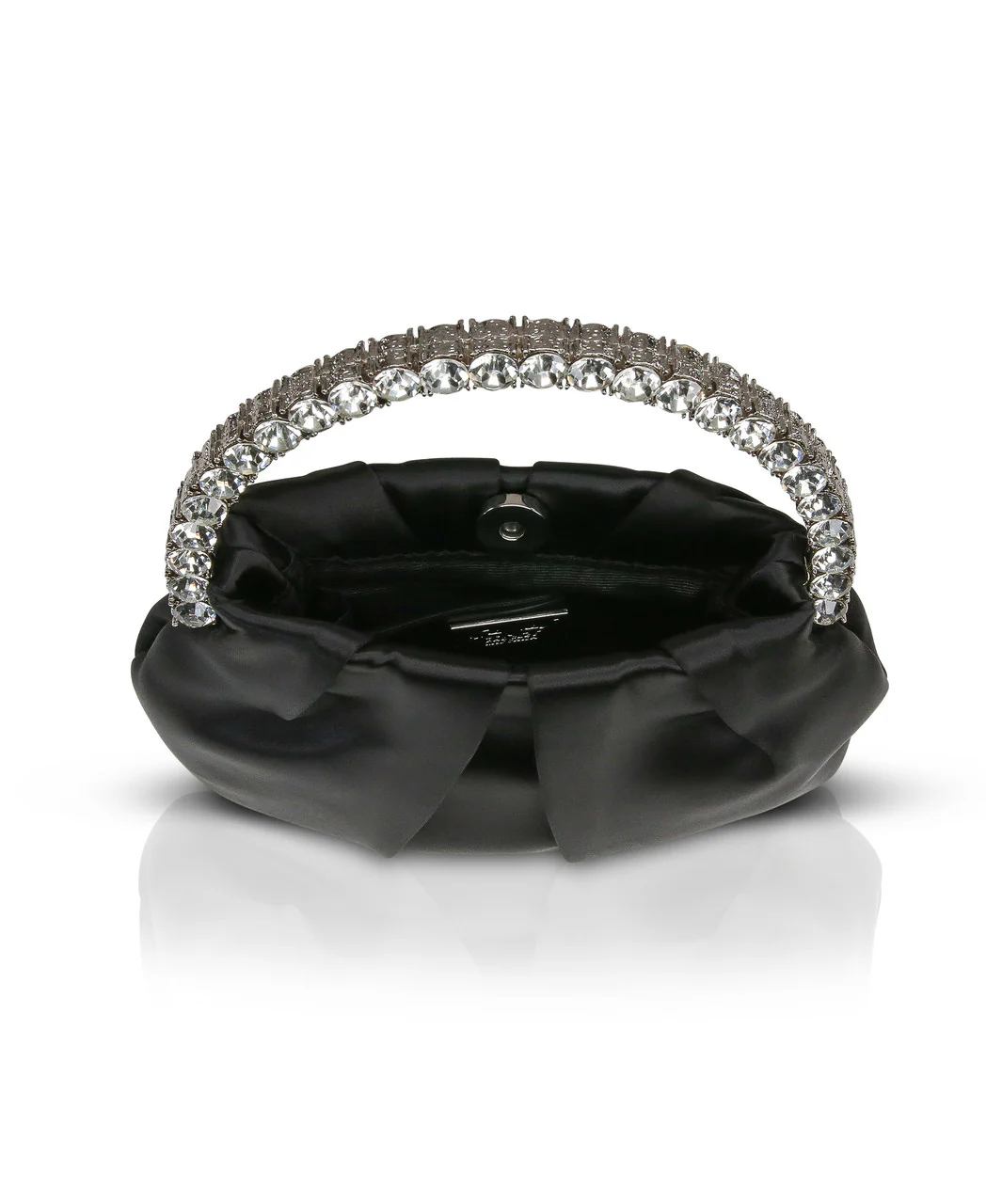 Audrey Pleated Satin Pouch with Halfmoon Crystal Handle - Image 7