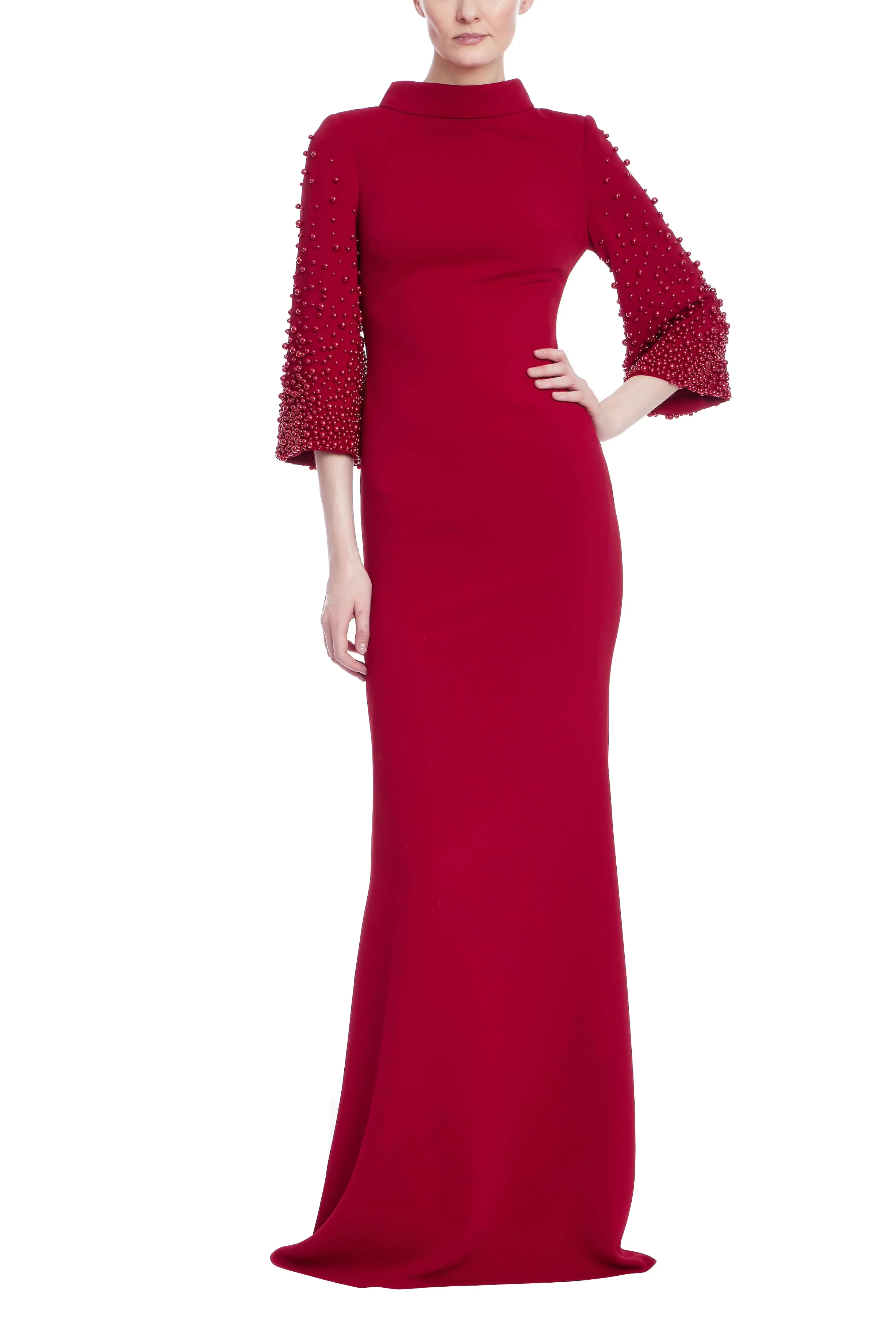 Beaded Bell Sleeve Gown - Image 7