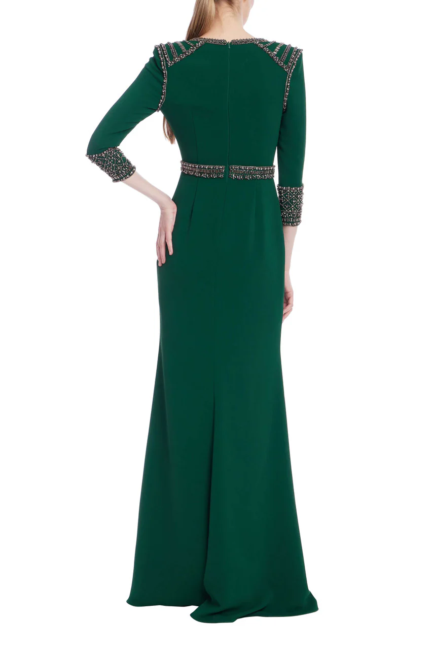 Beaded Three-Quarter Sleeve Gown - Image 3
