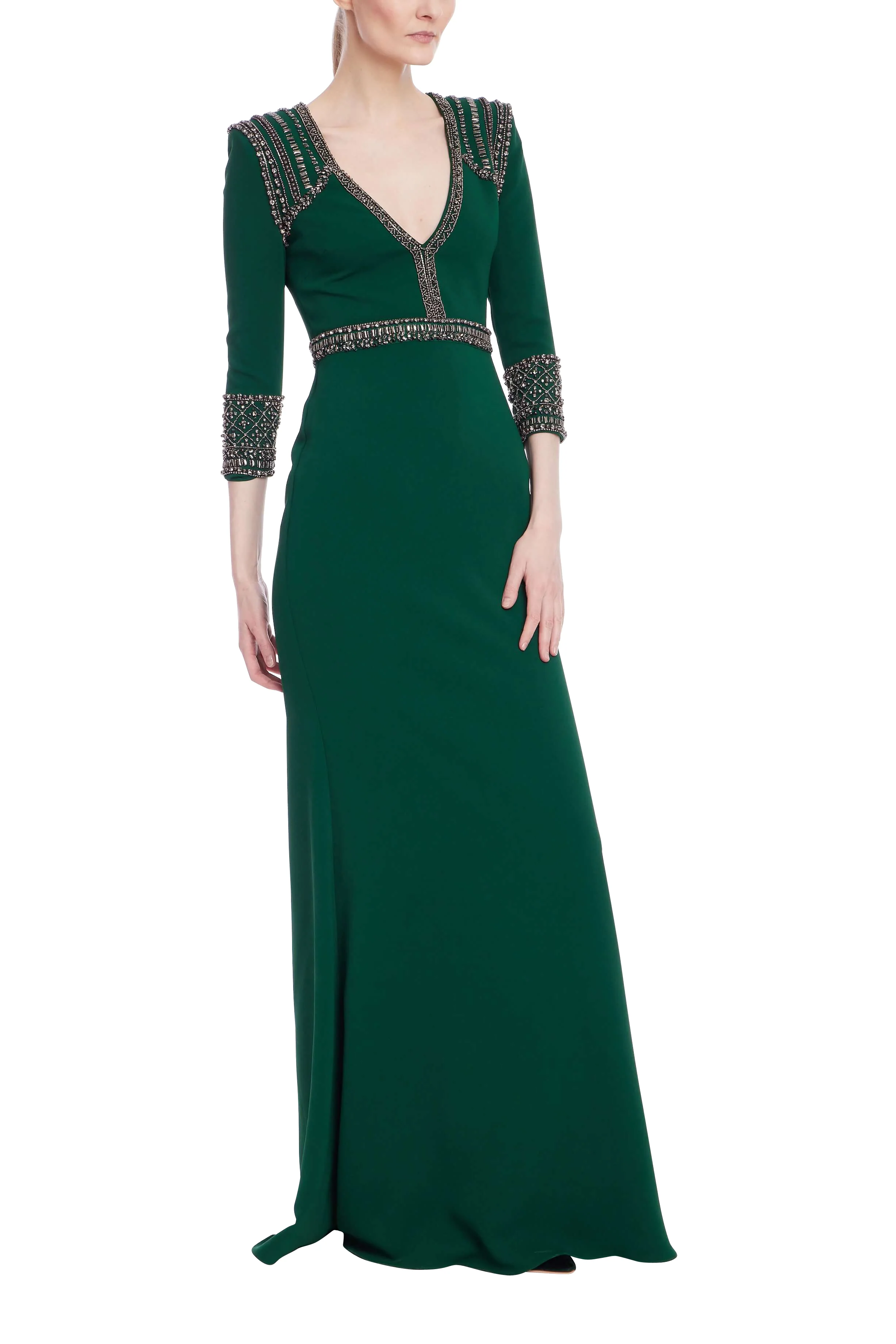 Beaded Three-Quarter Sleeve Gown - Image 6