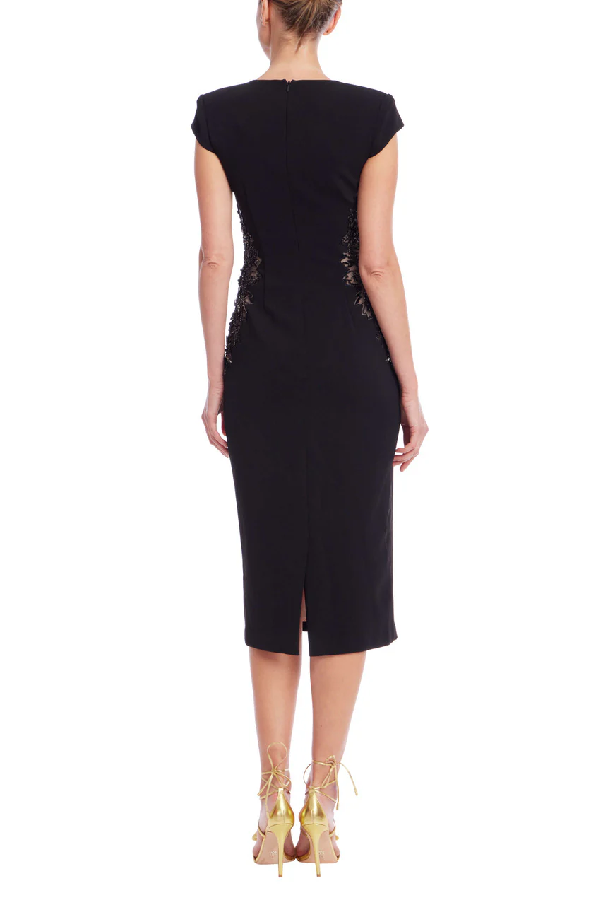 Black Beaded Lace Sheath Dress - Image 3