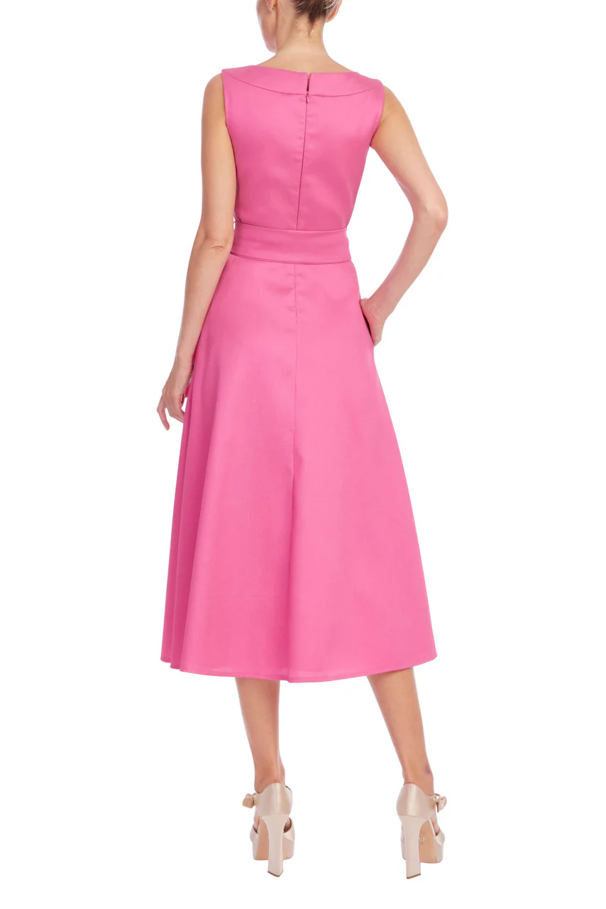 Boatneck Pebble Gazar A-Line Midi Dress - Image 5