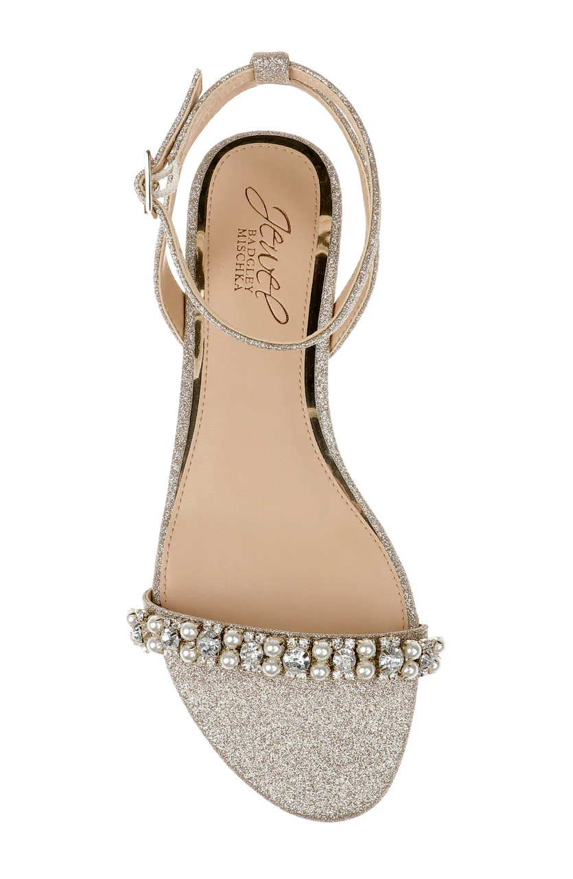 Daria Pearl and Crystal Flat Sandals - Image 12