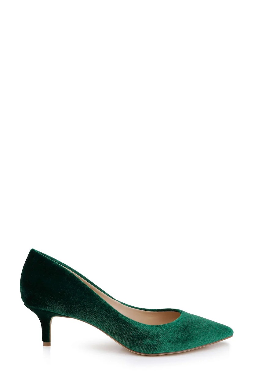 Enola Velvet Kitten Heel Pumps - Image 24