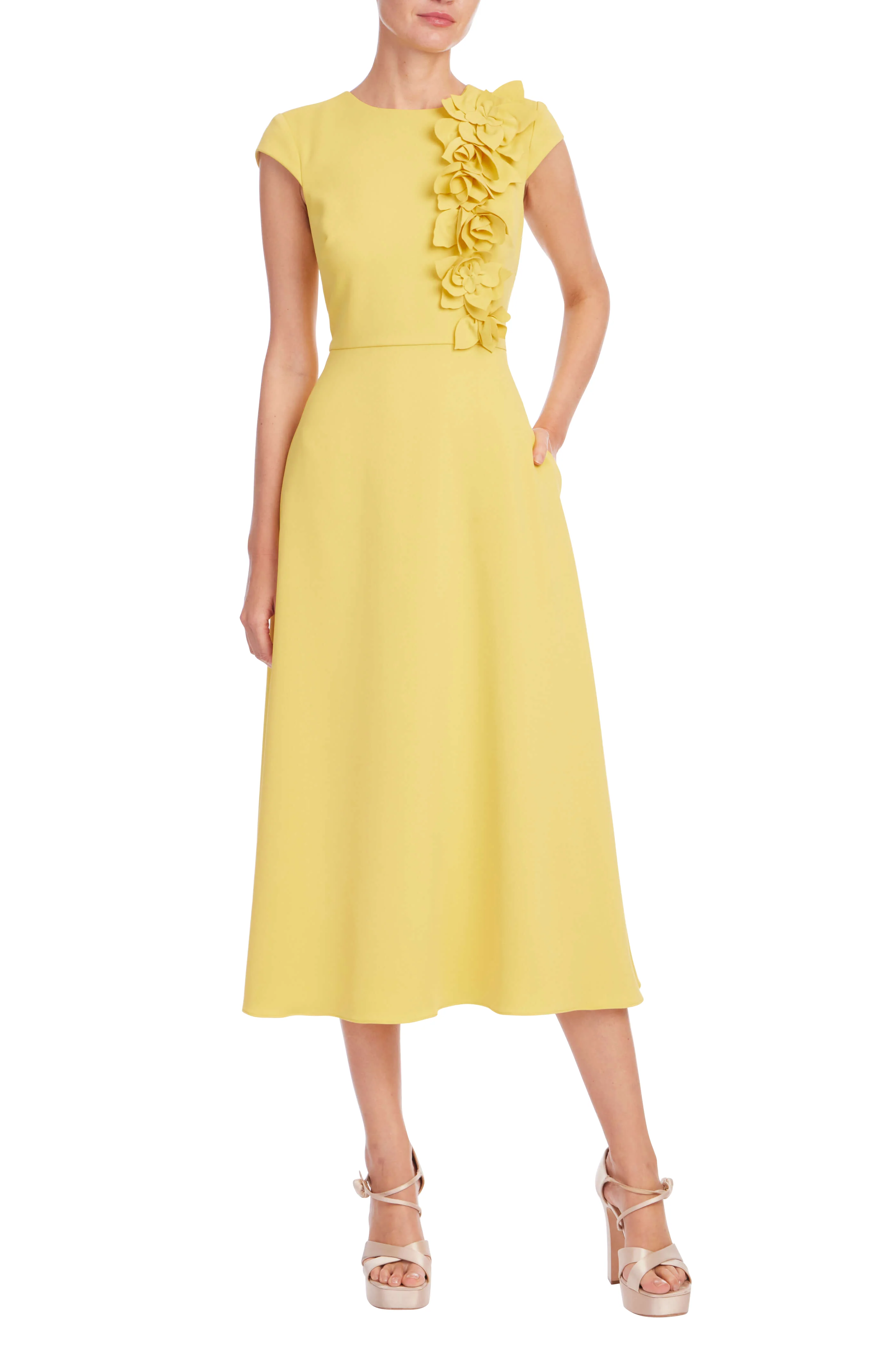 Floral Appliqué Cap sleeve Midi Dress - Image 8
