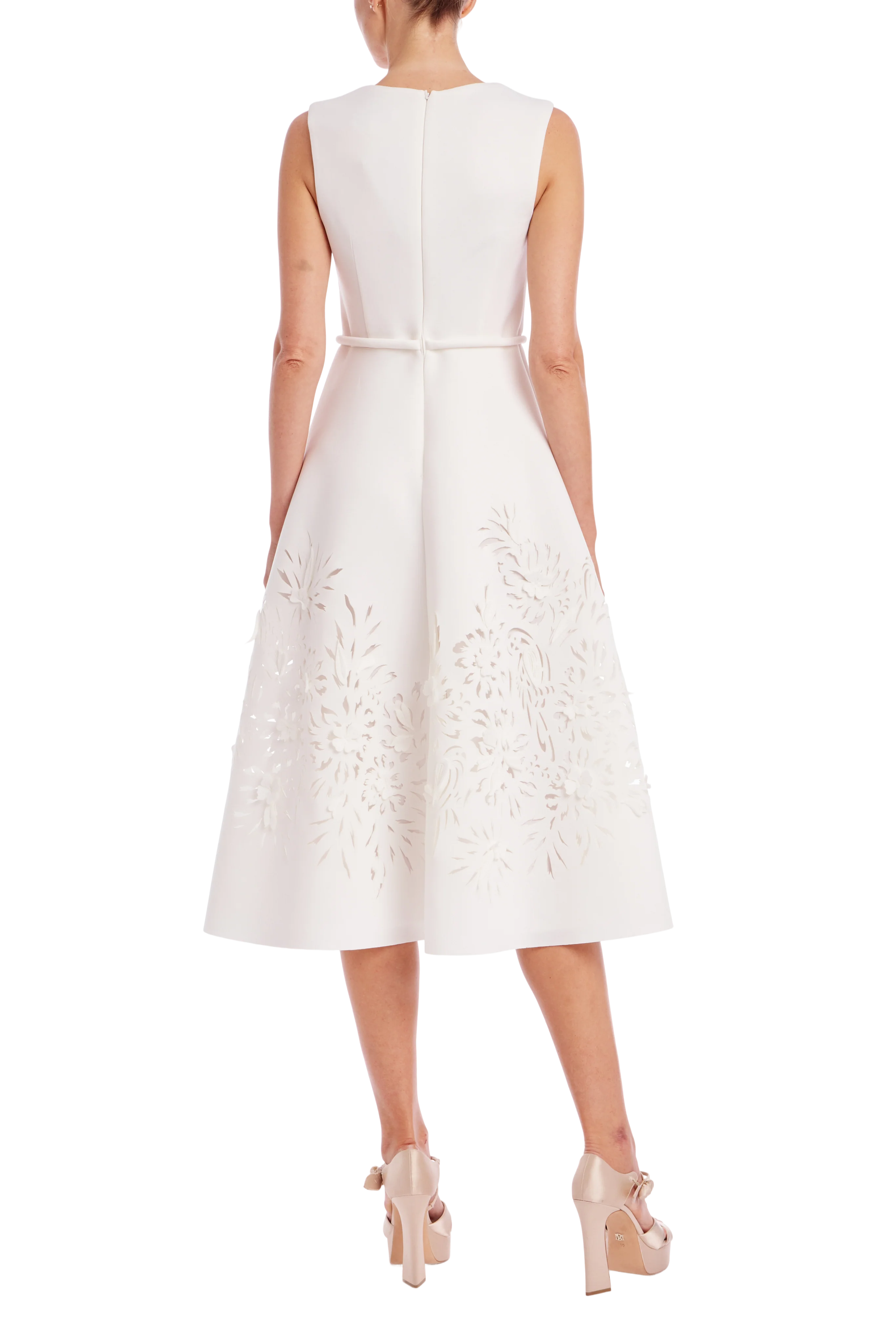 Floral Laser Cut A-Line Midi Dress - Image 3