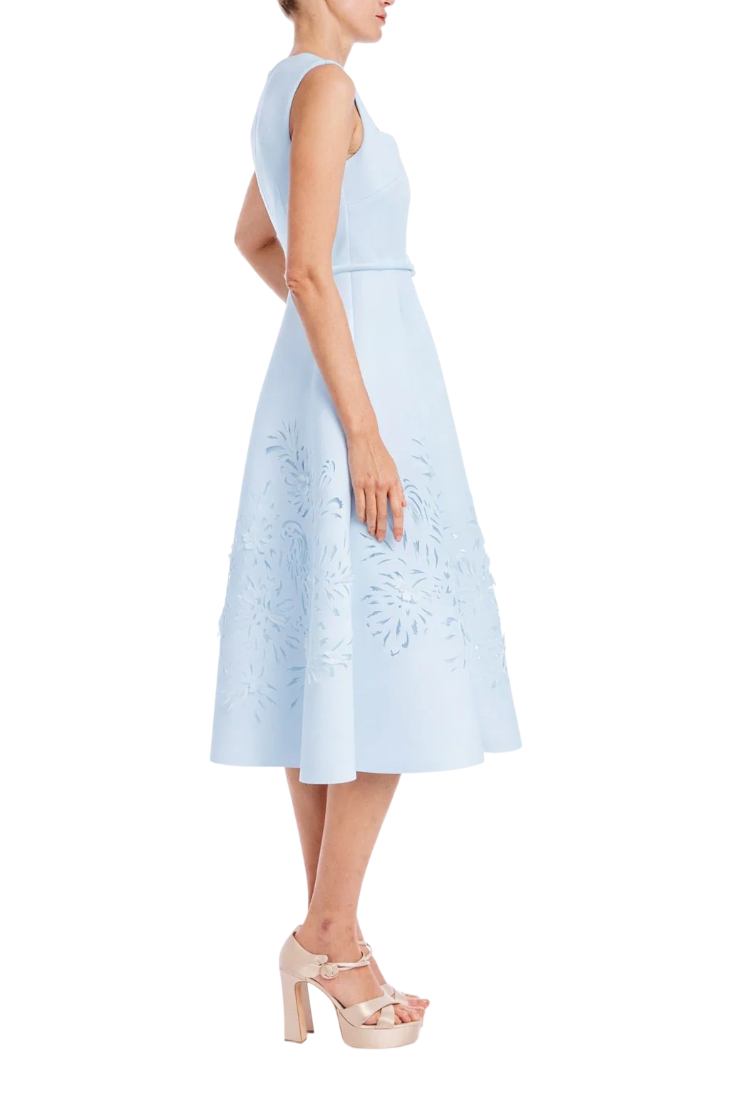 Floral Laser Cut A-Line Midi Dress - Image 5