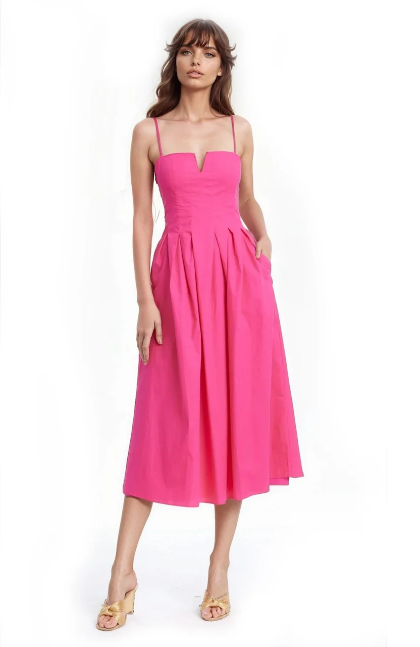 Hallie Pleated Cotton Poplin Midi Dress - Image 10