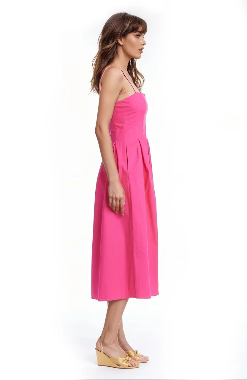 Hallie Pleated Cotton Poplin Midi Dress - Image 11