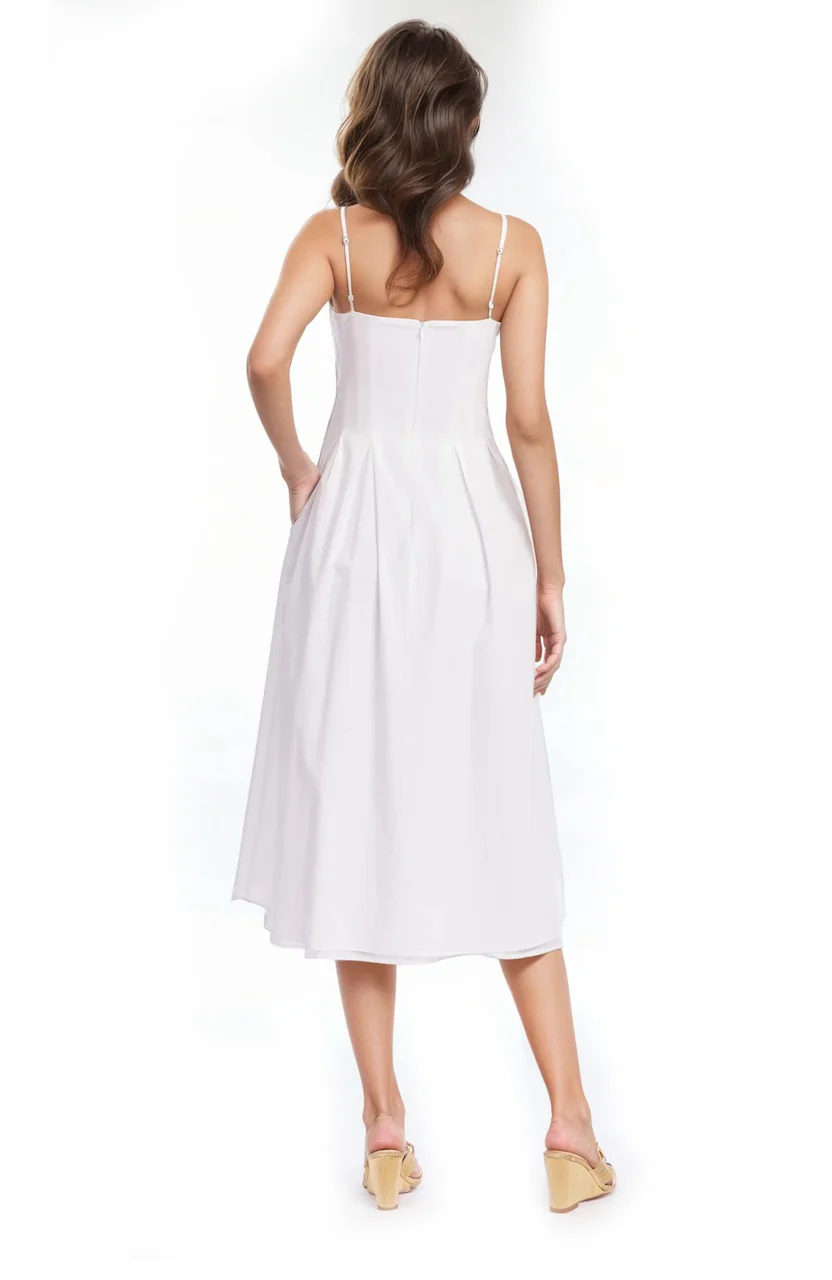 Hallie Pleated Cotton Poplin Midi Dress - Image 3