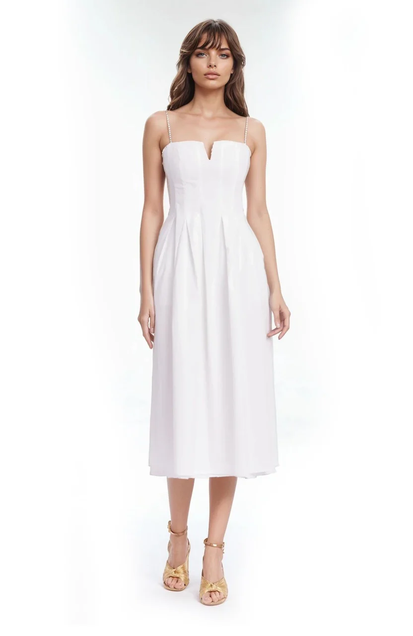 Hallie Pleated Cotton Poplin Midi Dress - Image 40