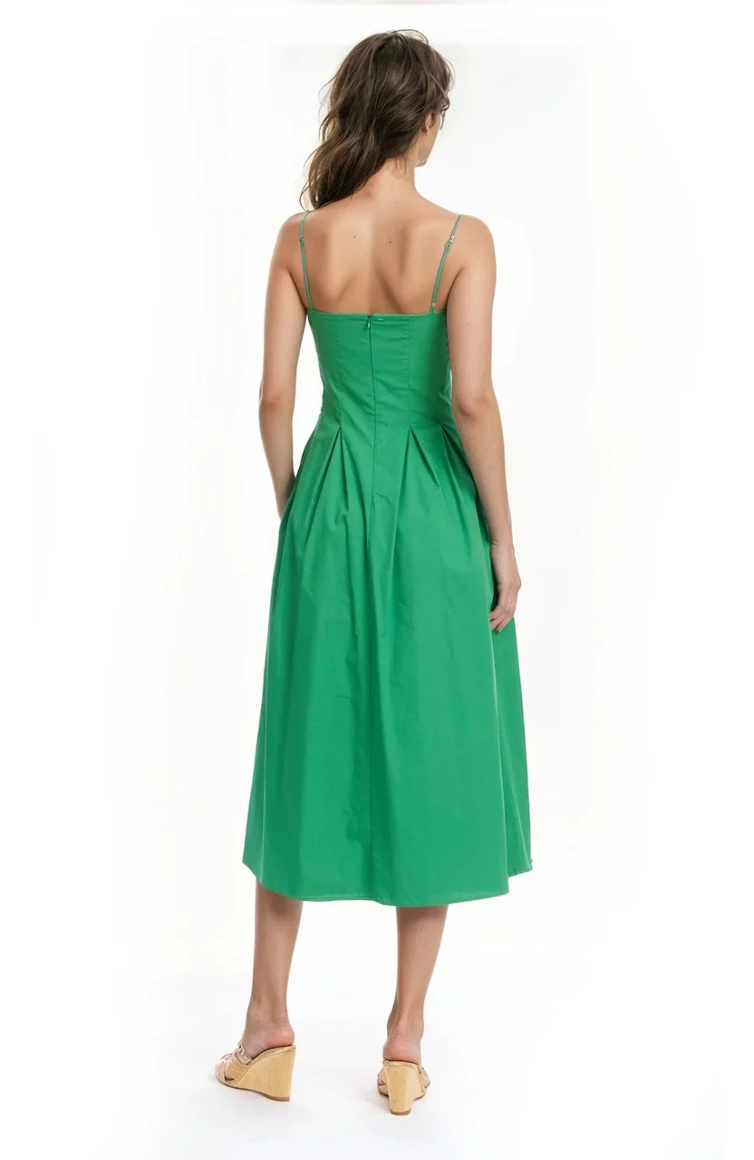 Hallie Pleated Cotton Poplin Midi Dress - Image 7