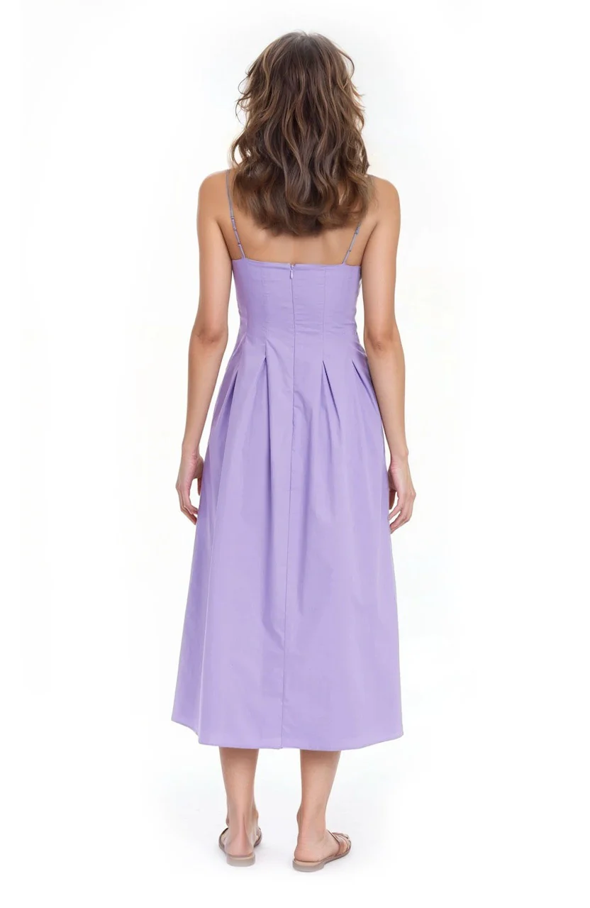 Hallie Pleated Cotton Poplin Midi Dress - Image 9