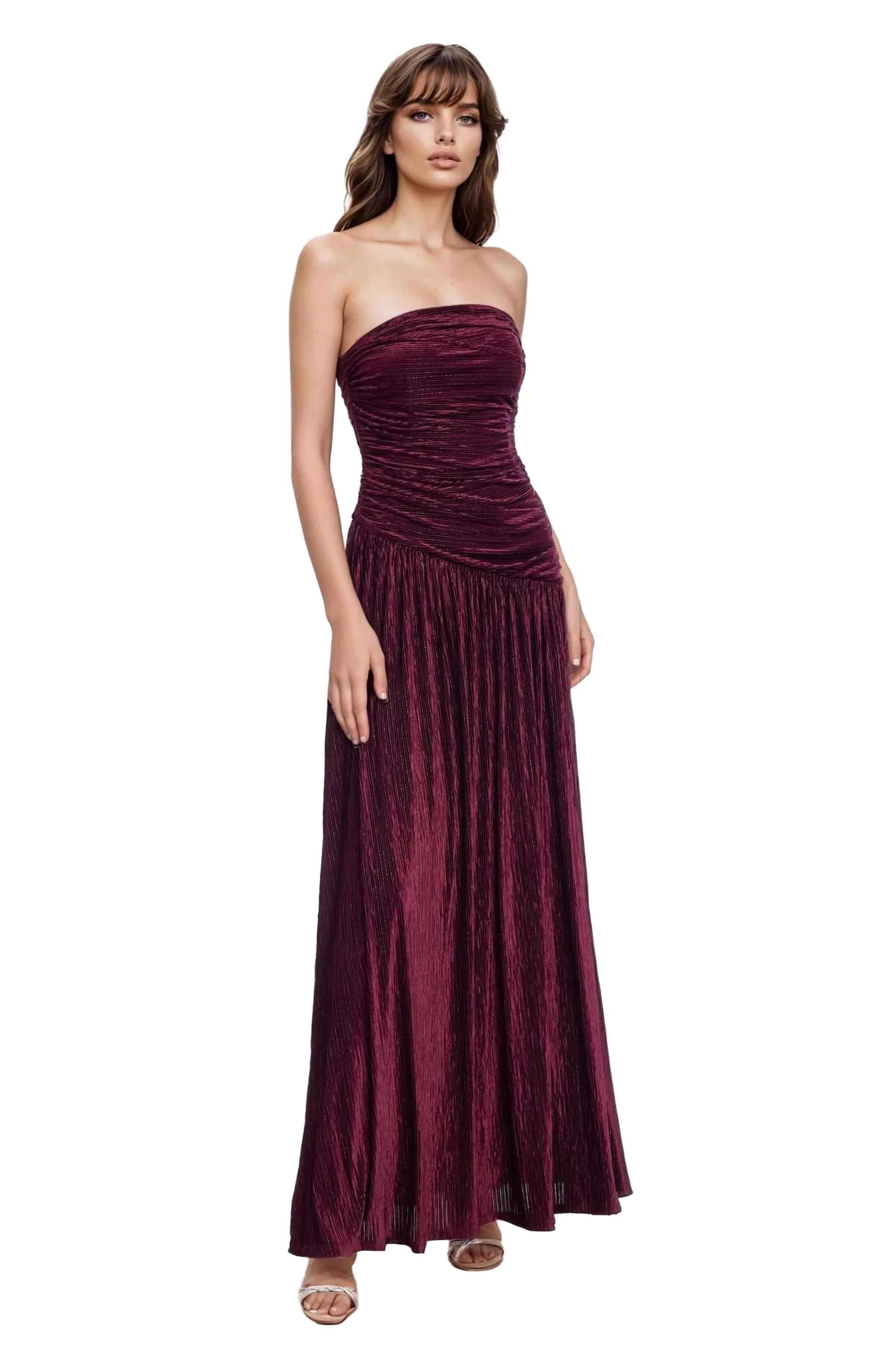 Katia Strapless Ruched Bodice Pleated Gown - Image 7