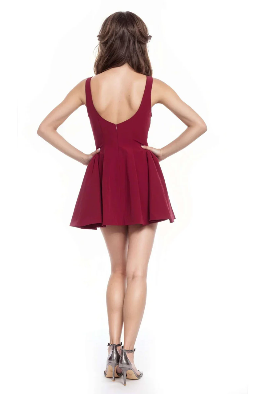 Kaya Square Neckline Fit-and-Flare Mini Dress - Image 3