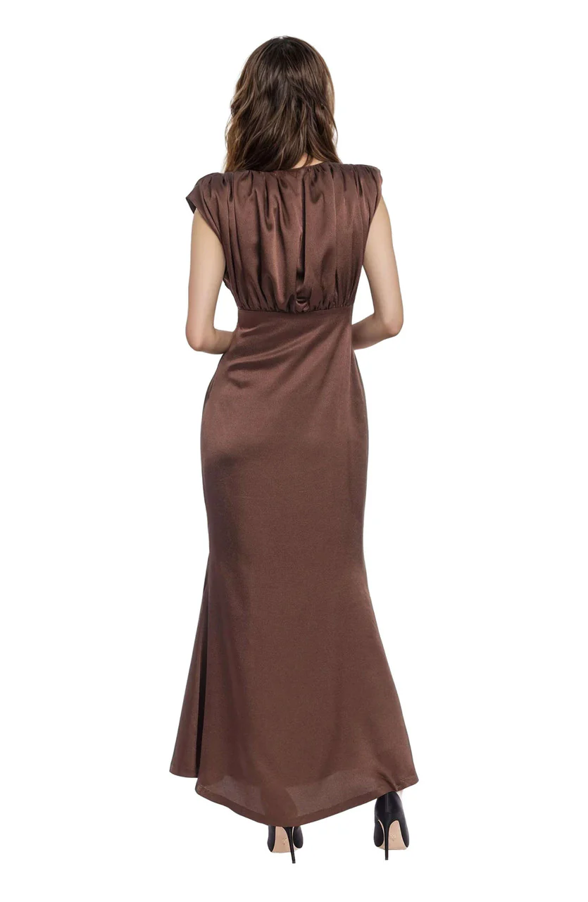 Kelly High Neck Gathered Bodice Gown - Image 3