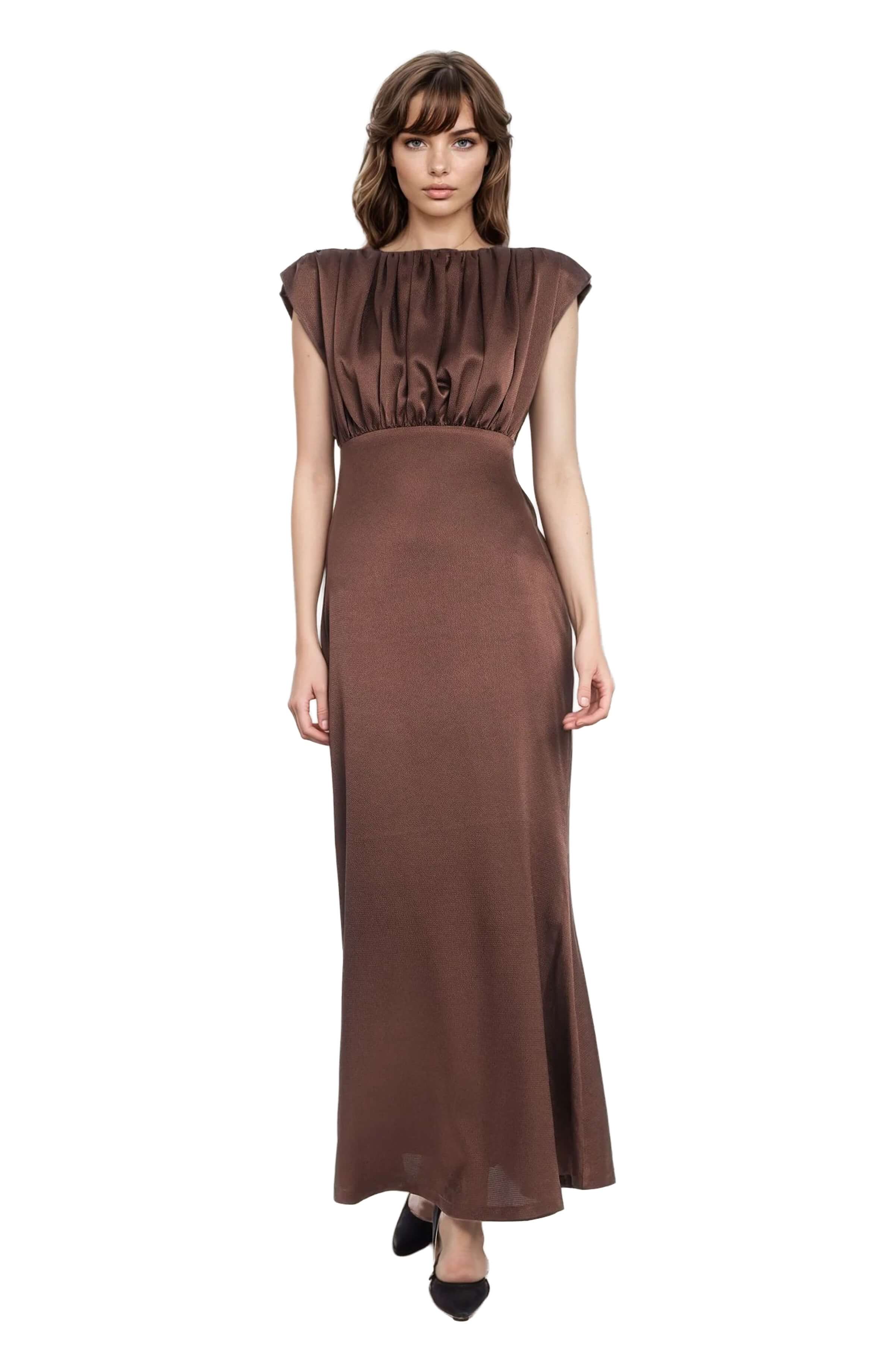 Kelly High Neck Gathered Bodice Gown - Image 4