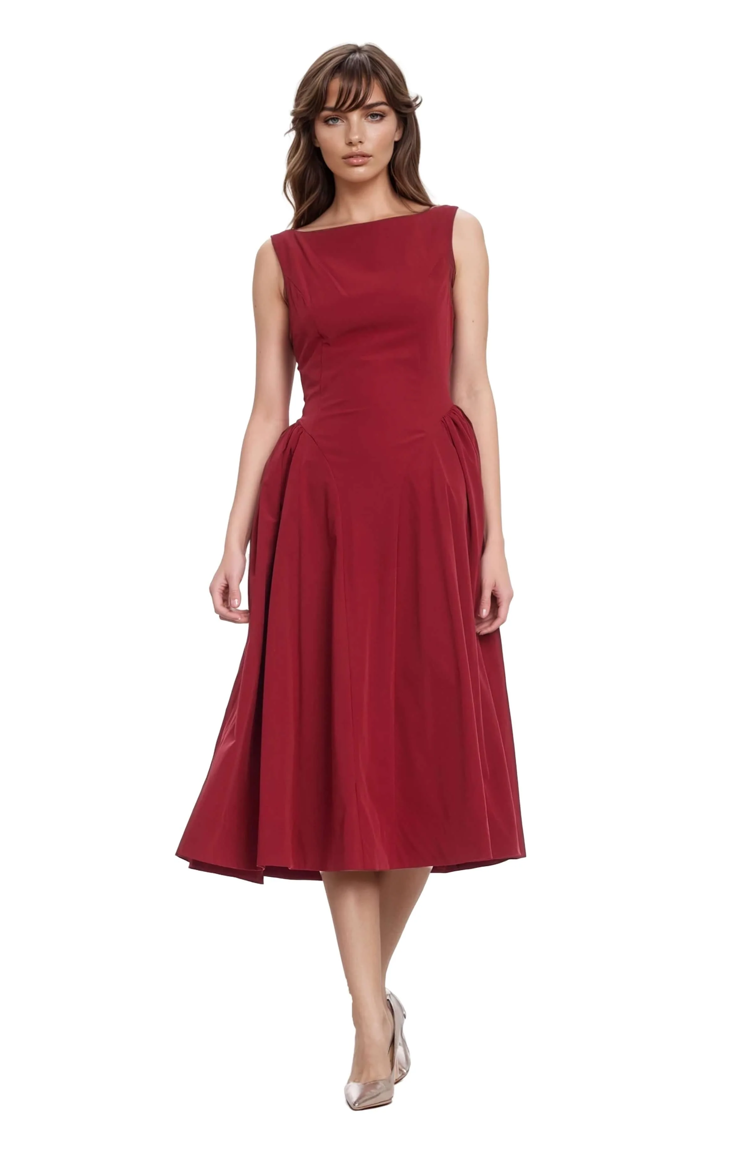 Kirsten Sleeveless Boatneck A-Line Midi Dress - Image 8