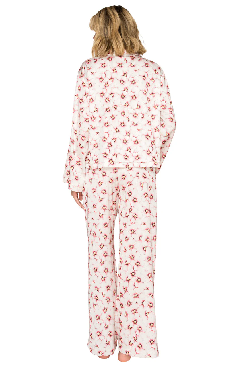 Luxe Floral Satin Long Sleeve & Wide Leg Pajama Set - Image 11