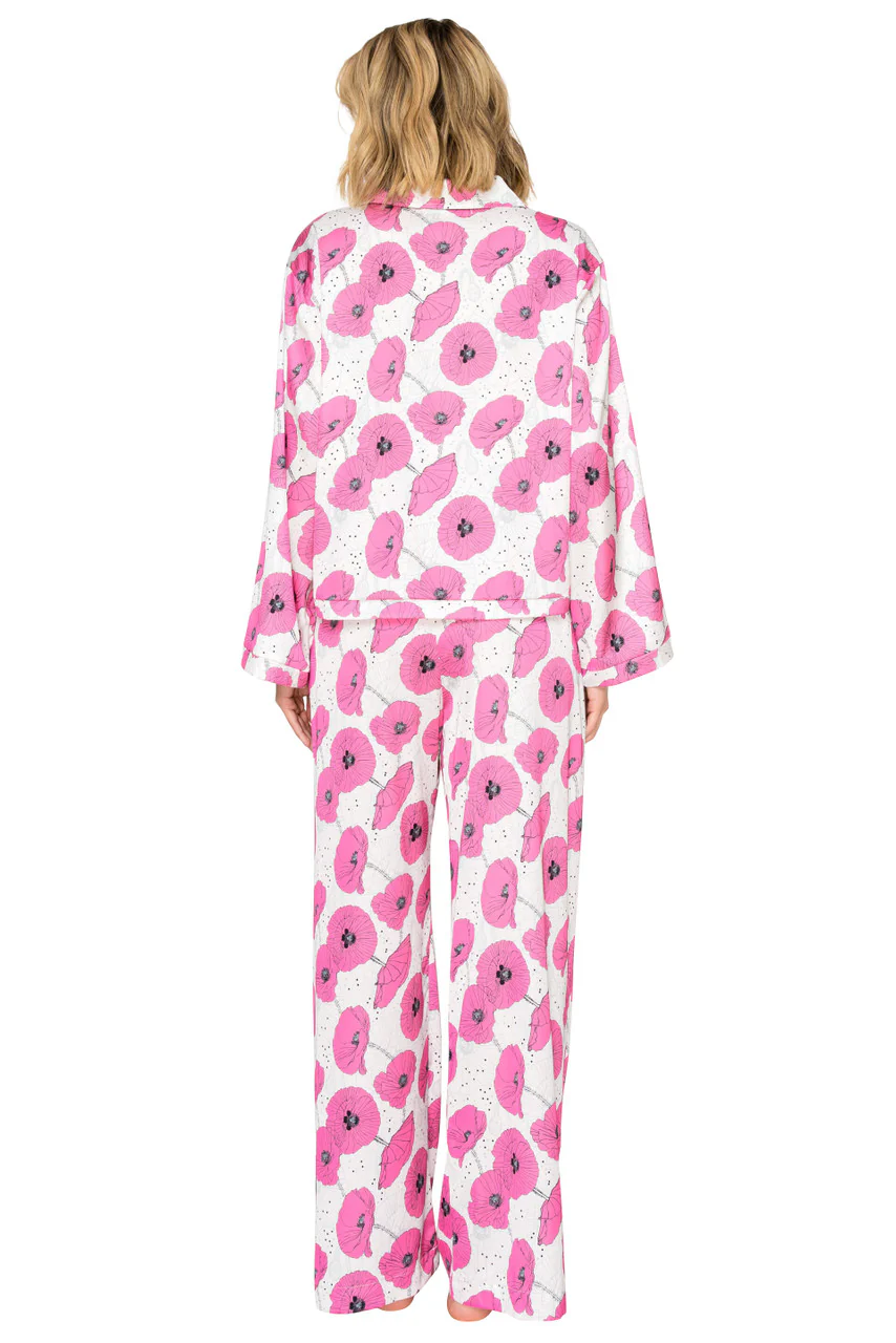 Luxe Floral Satin Long Sleeve & Wide Leg Pajama Set - Image 15