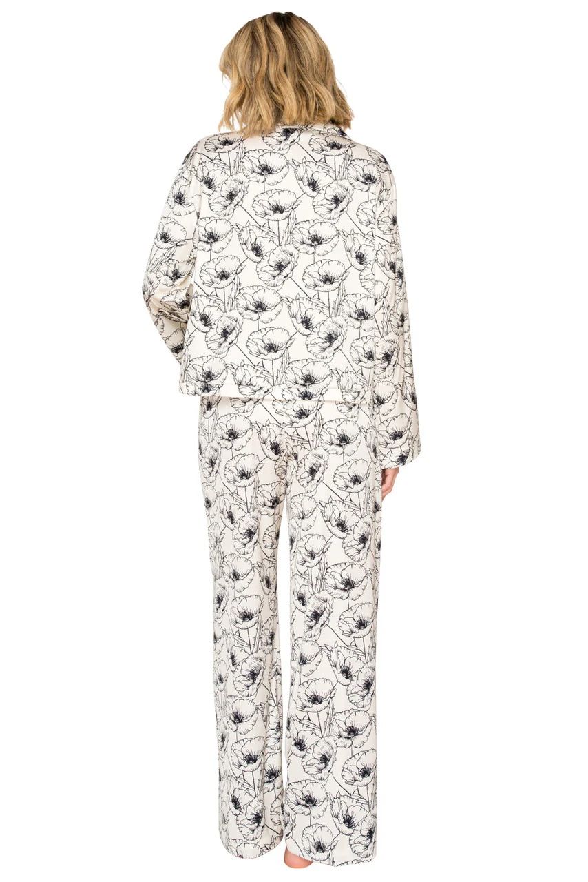Luxe Floral Satin Long Sleeve & Wide Leg Pajama Set - Image 7