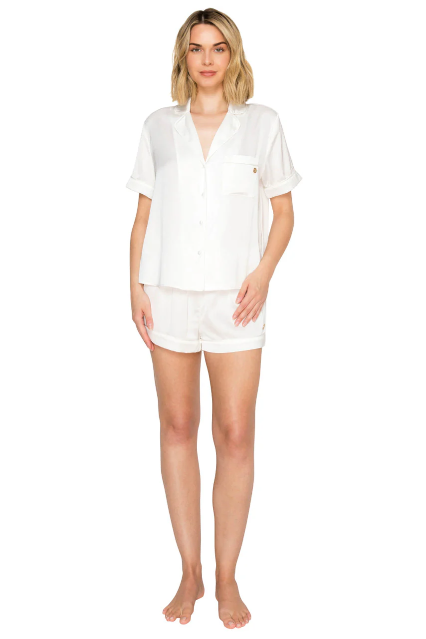 Luxe Satin Notched Collar Short Pajama Set - Image 7