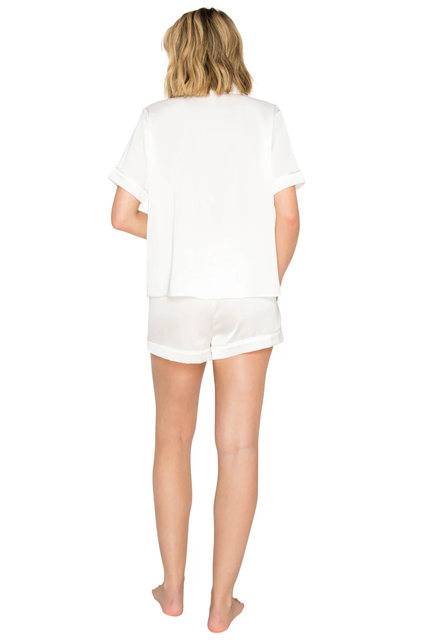 Luxe Satin Notched Collar Short Pajama Set - Image 9