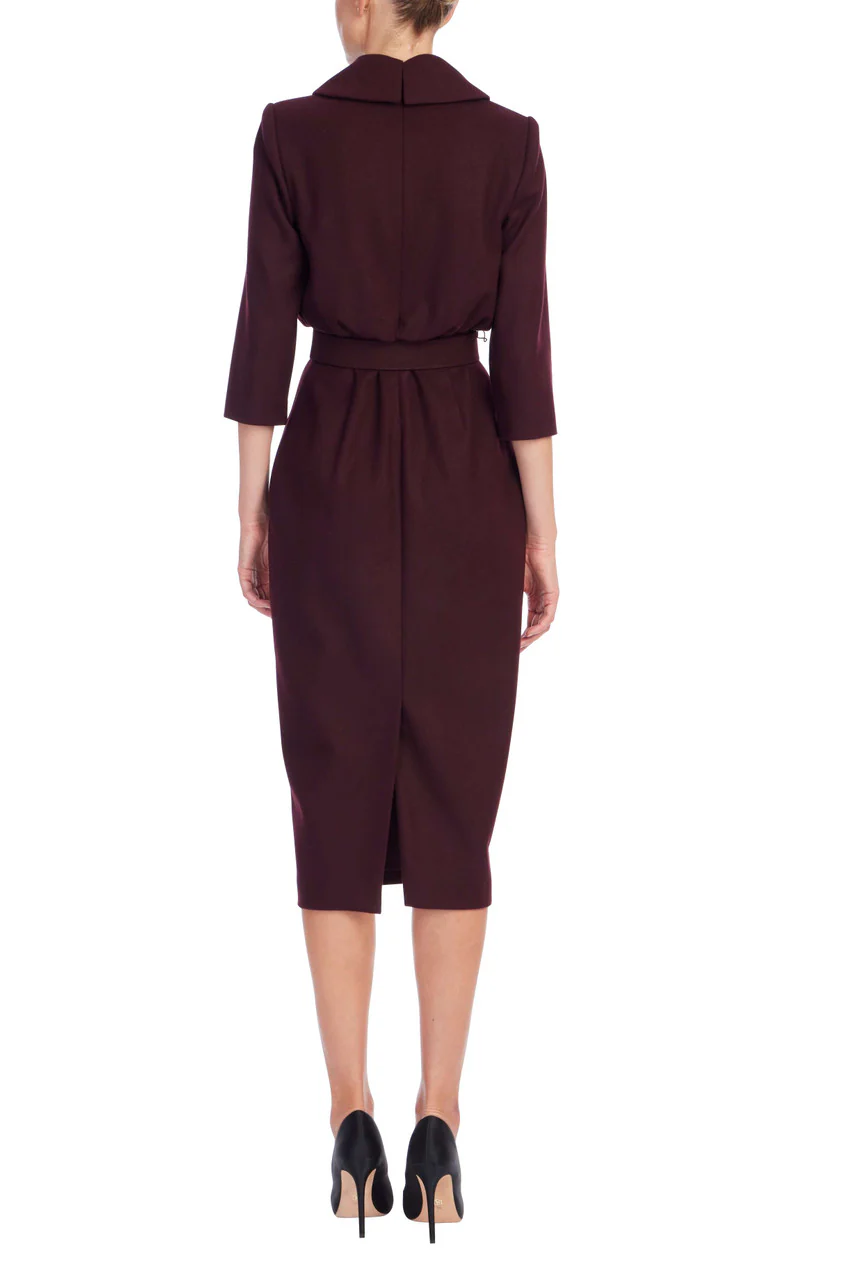 Mock Neck Belted Midi Sheath Dress - Image 3