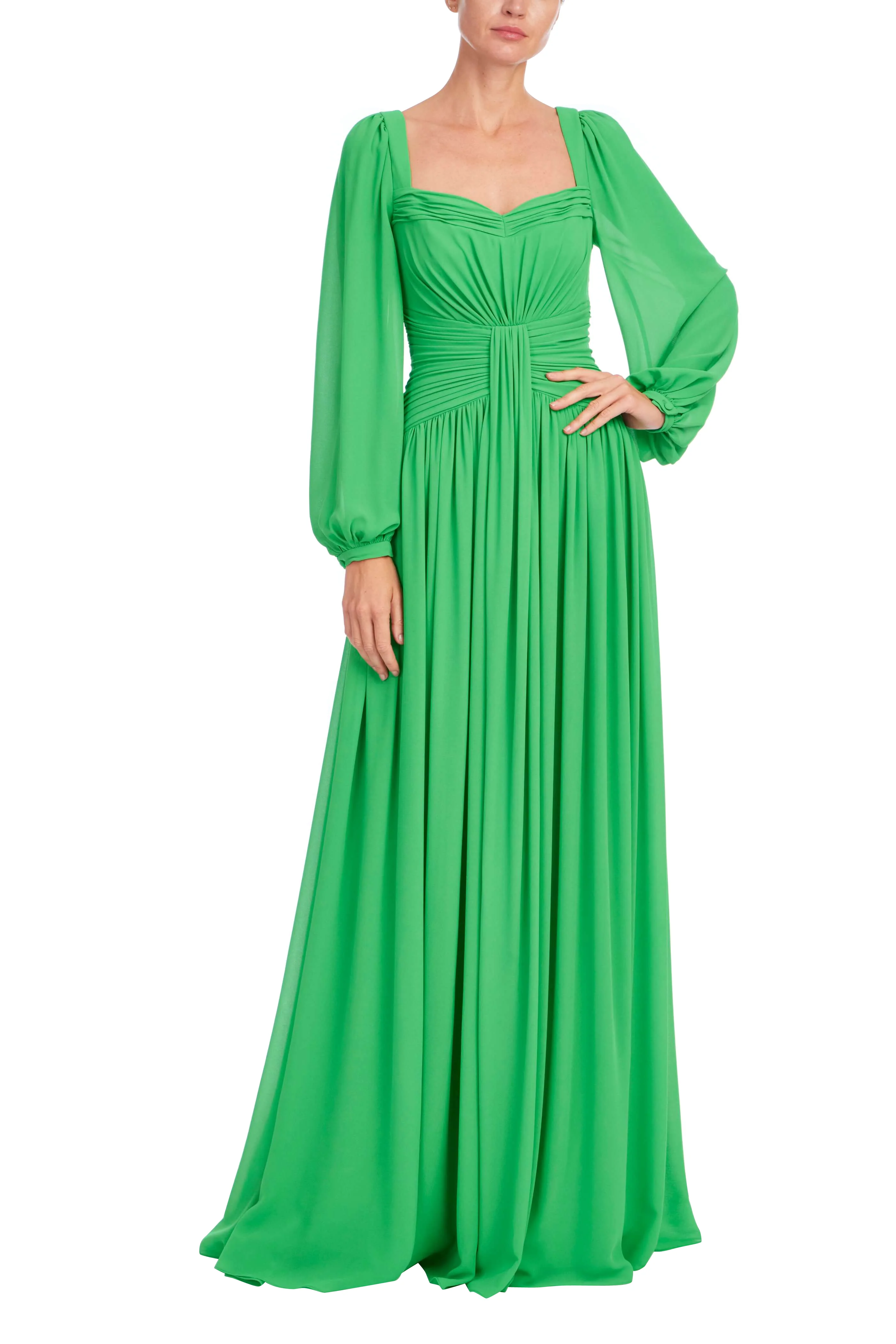 Pleated Sweetheart Bishop Sleeve Gown - Image 13