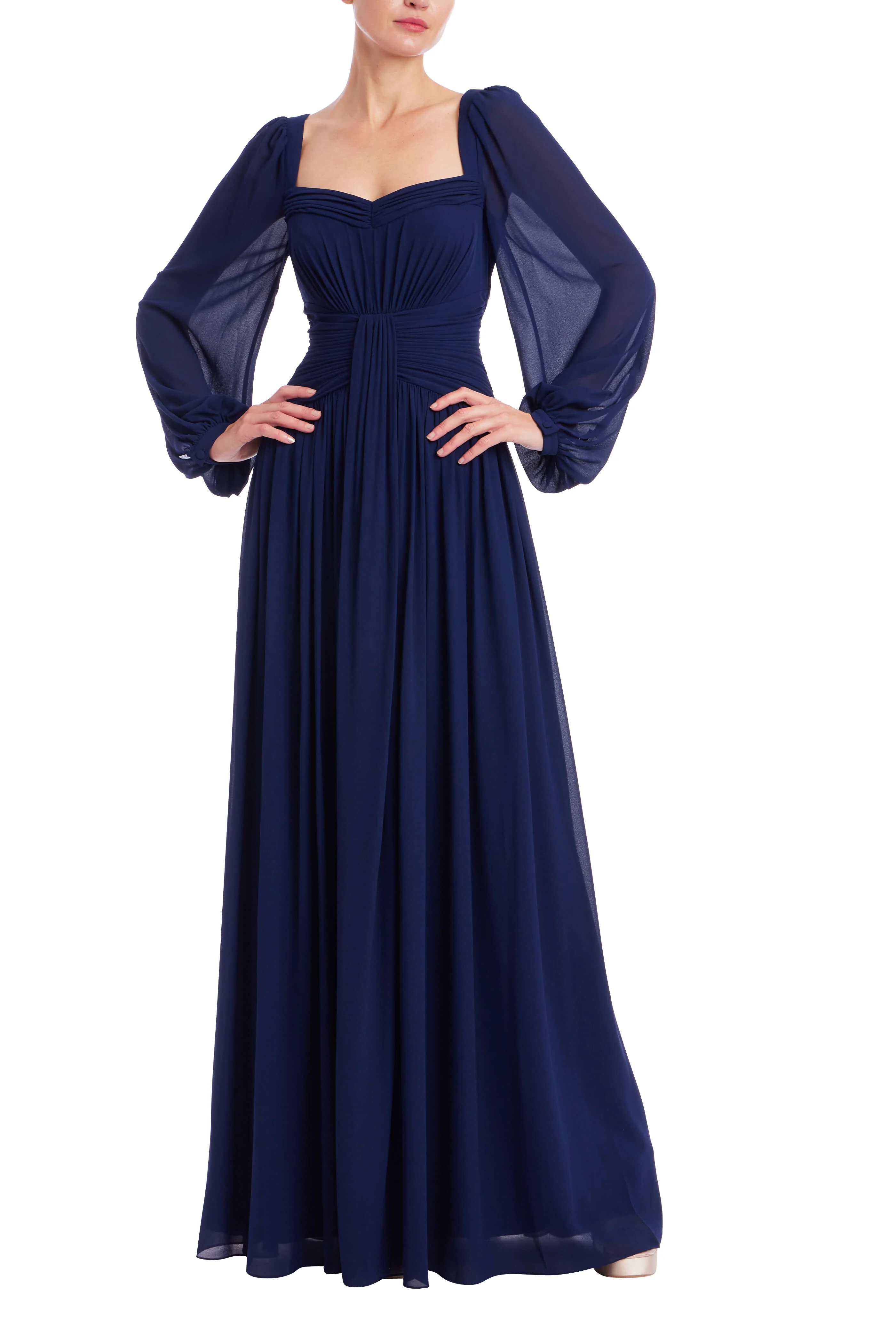 Pleated Sweetheart Bishop Sleeve Gown - Image 16