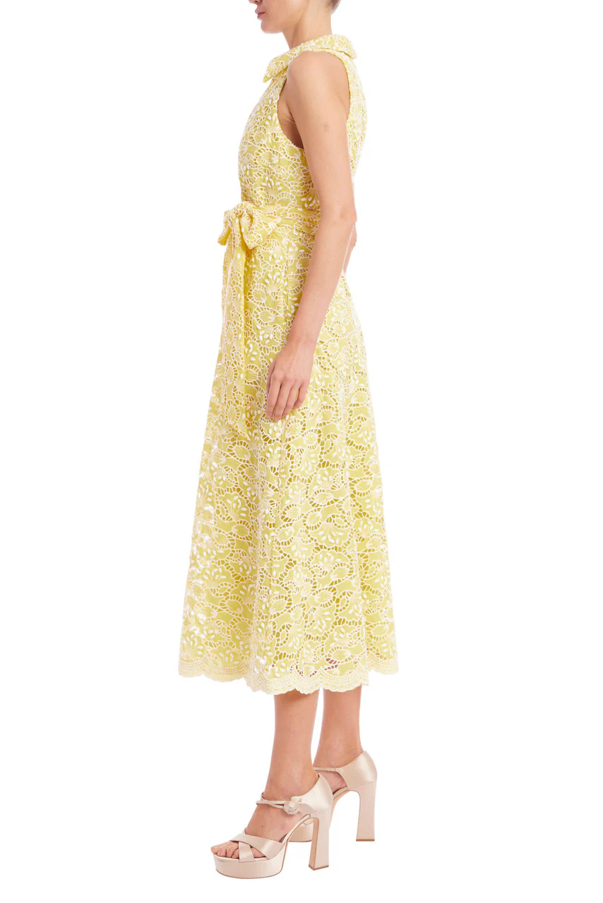 Sleeveless Eyelet Lace Belted Day Dress - Image 3