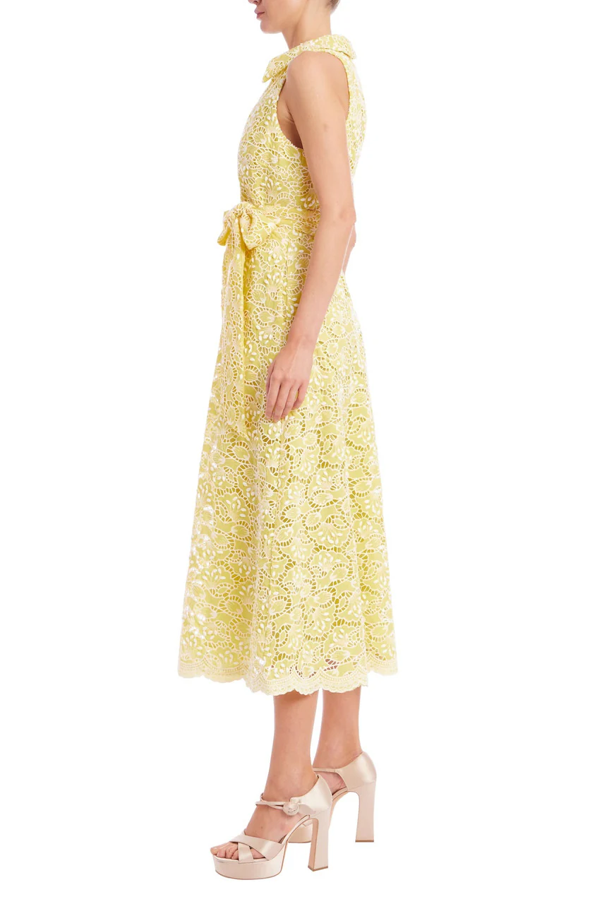Sleeveless Eyelet Lace Belted Day Dress - Image 4