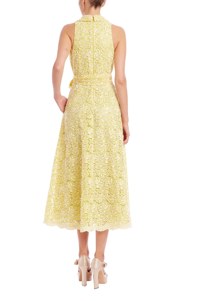 Sleeveless Eyelet Lace Belted Day Dress - Image 5