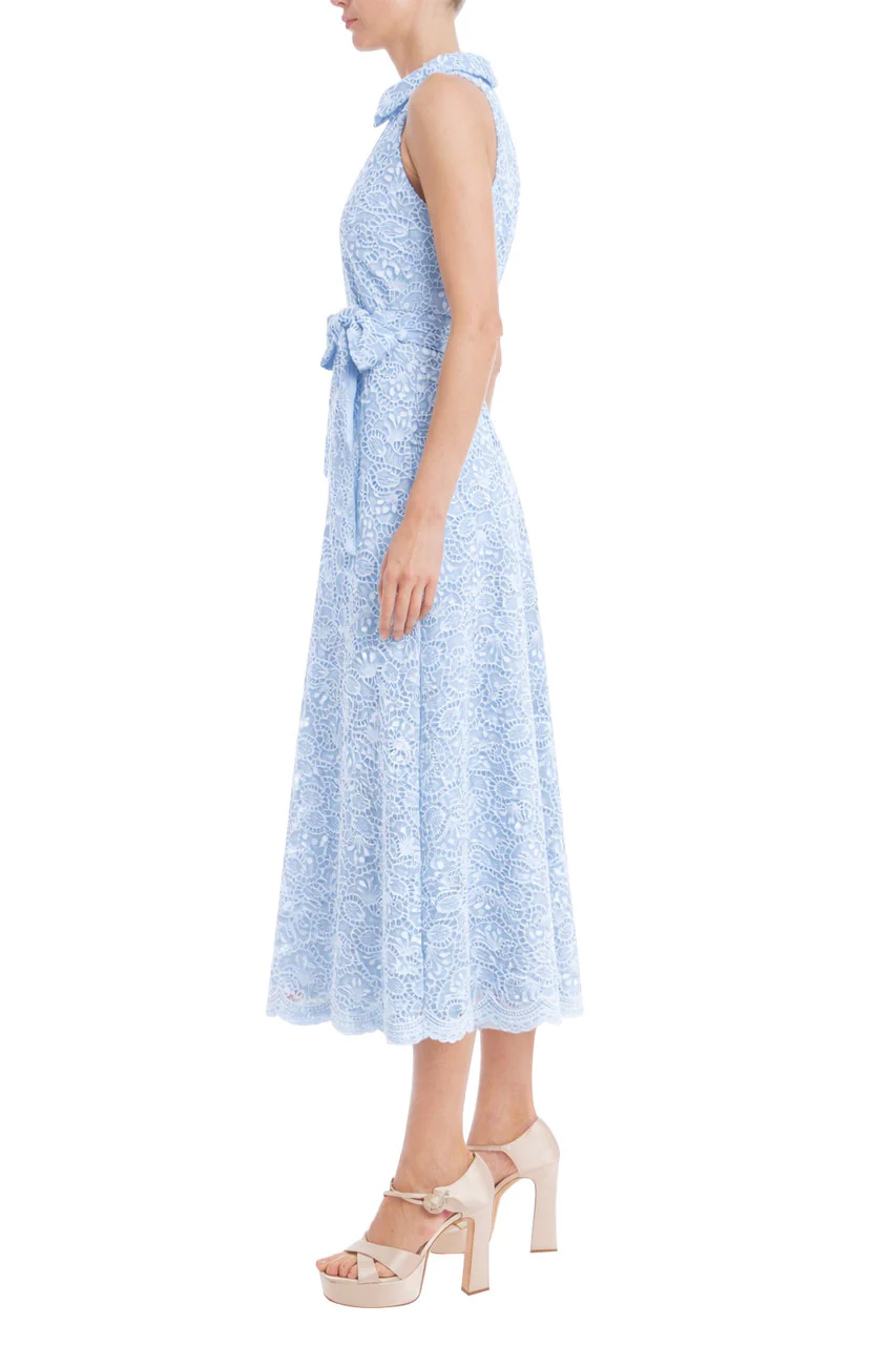 Sleeveless Eyelet Lace Belted Day Dress - Image 8