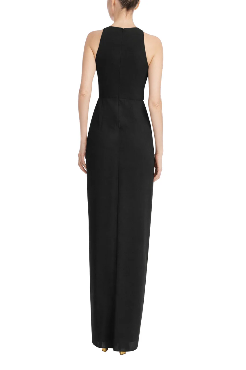 Sleeveless V-Neck Gown with 3D Rosette Ruffle - Image 9