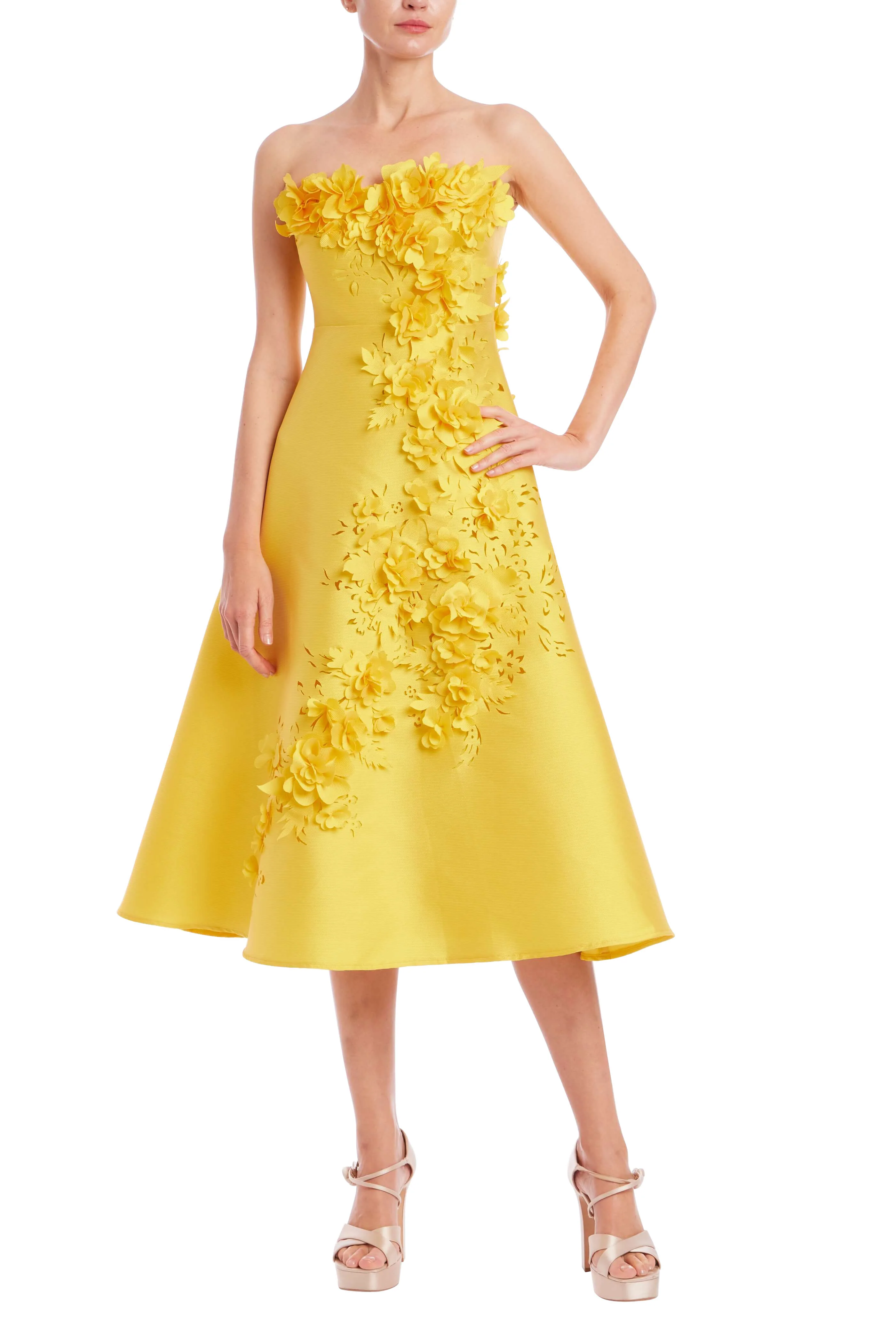 Strapless Floral Trim A-Line Midi Dress - Image 24