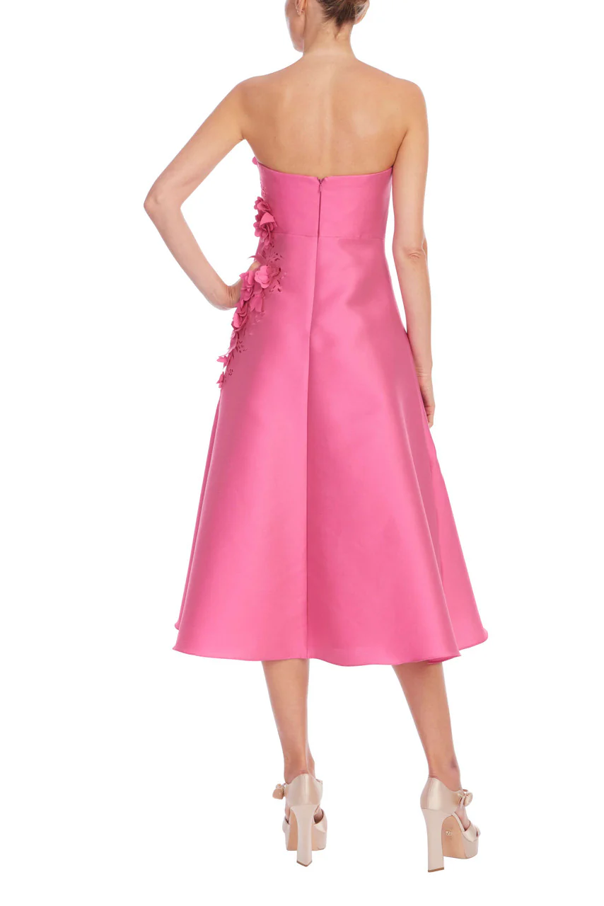 Strapless Floral Trim A-Line Midi Dress - Image 6