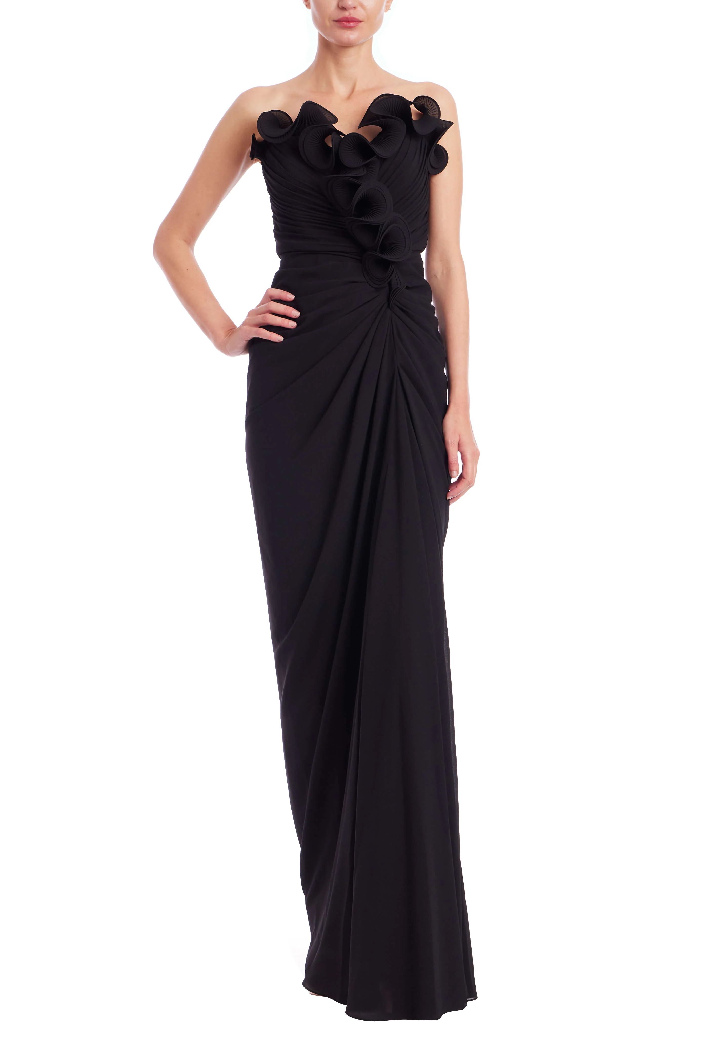Strapless Pleated Ruffle Gown - Image 19