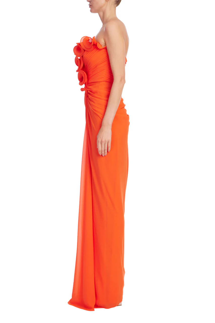 Strapless Pleated Ruffle Gown - Image 3