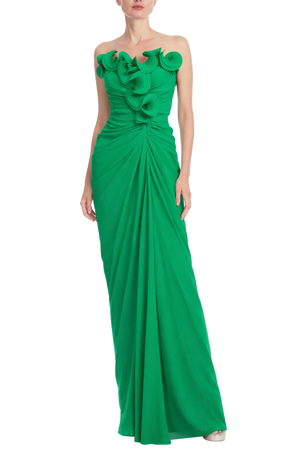 Strapless Pleated Ruffle Gown - Image 30