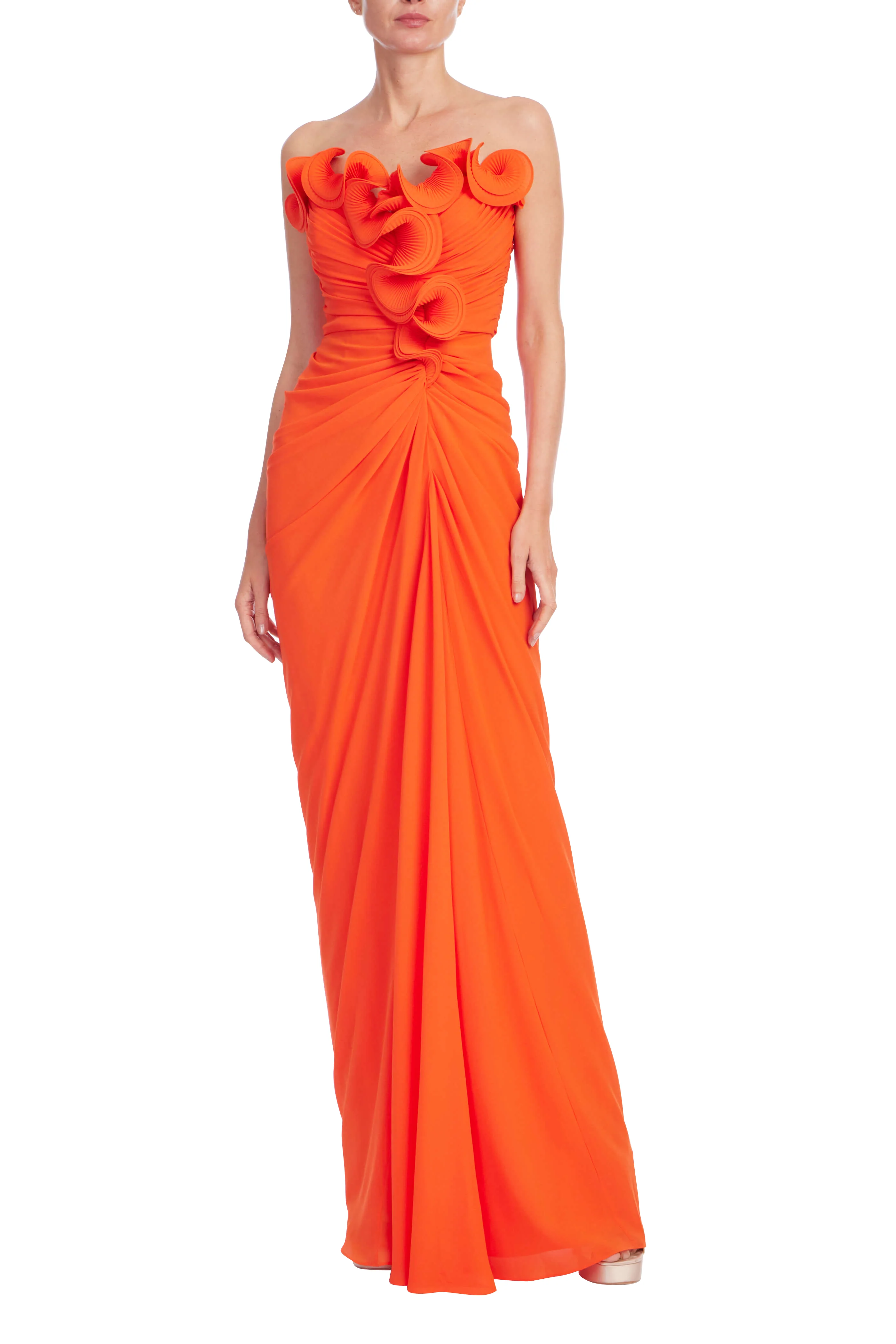 Strapless Pleated Ruffle Gown - Image 33