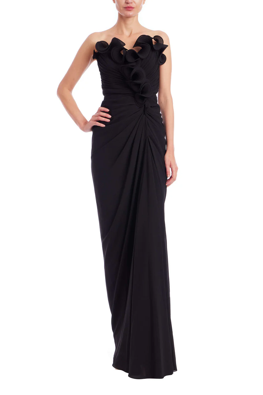 Strapless Pleated Ruffle Gown - Image 7