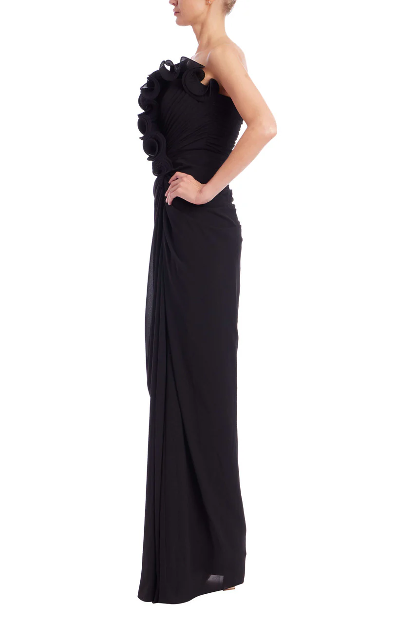 Strapless Pleated Ruffle Gown - Image 8