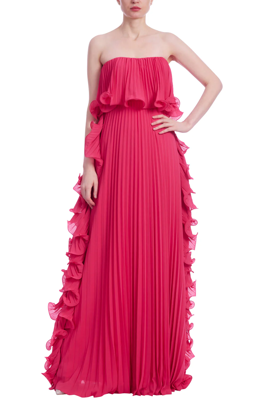 Strapless Ruffle-Trim Pleated Gown - Image 13
