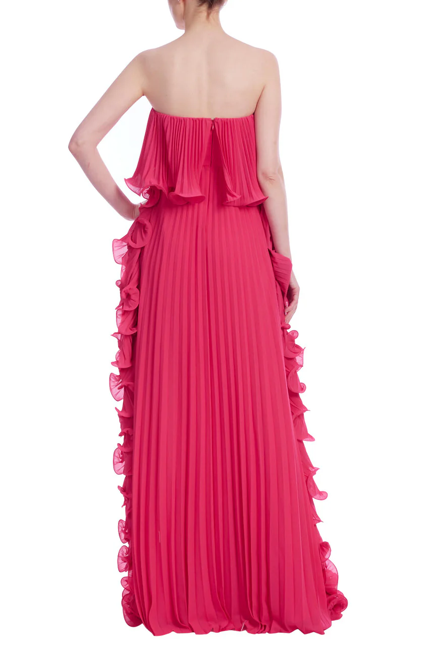 Strapless Ruffle-Trim Pleated Gown - Image 3