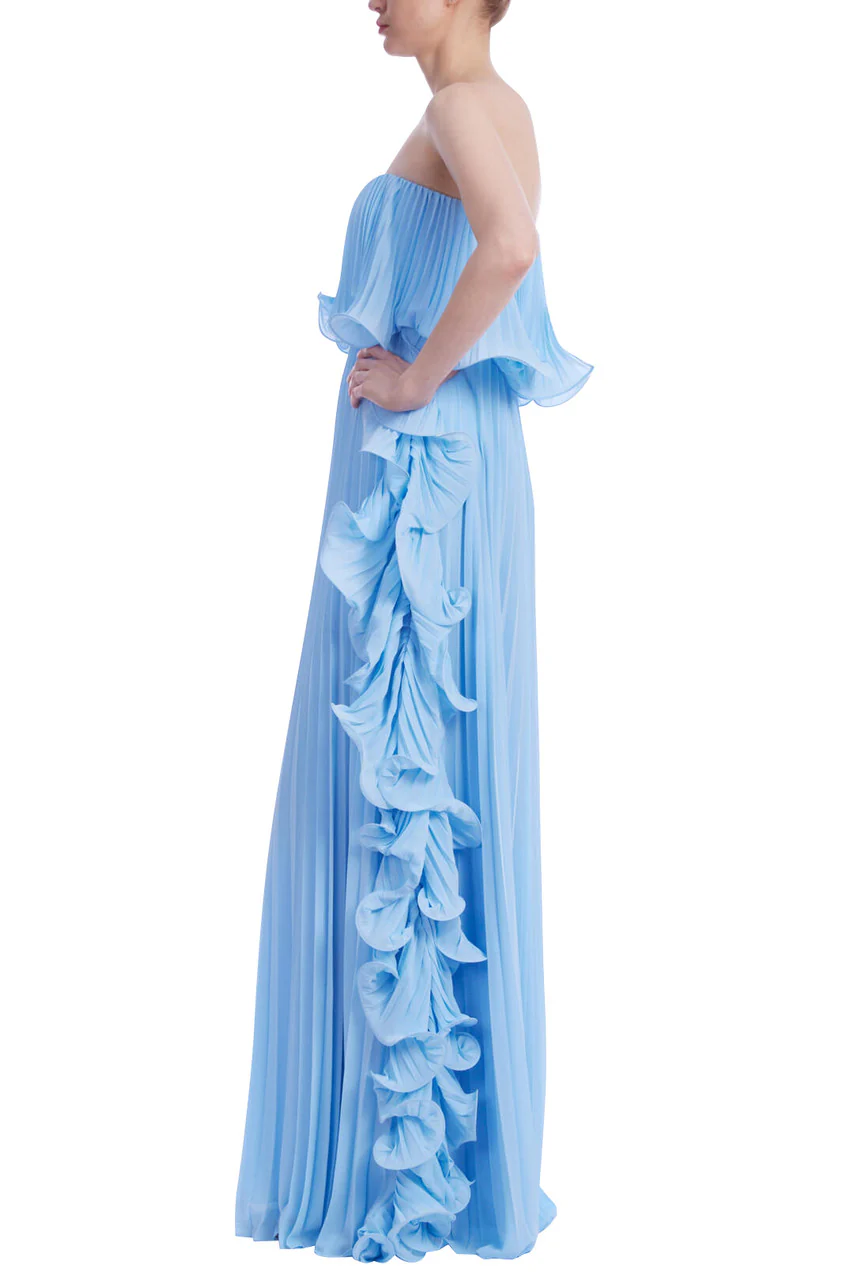 Strapless Ruffle-Trim Pleated Gown - Image 5