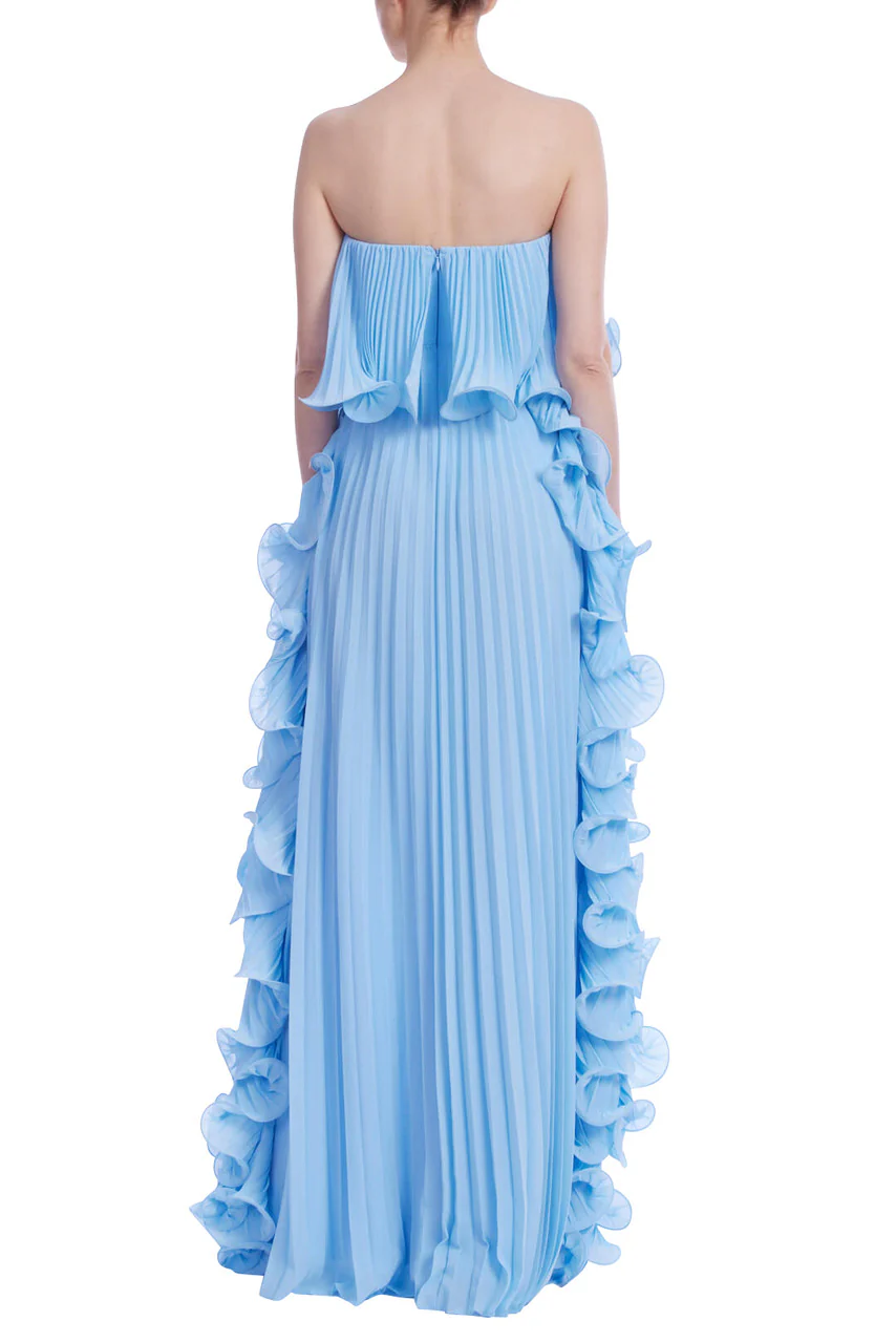 Strapless Ruffle-Trim Pleated Gown - Image 6