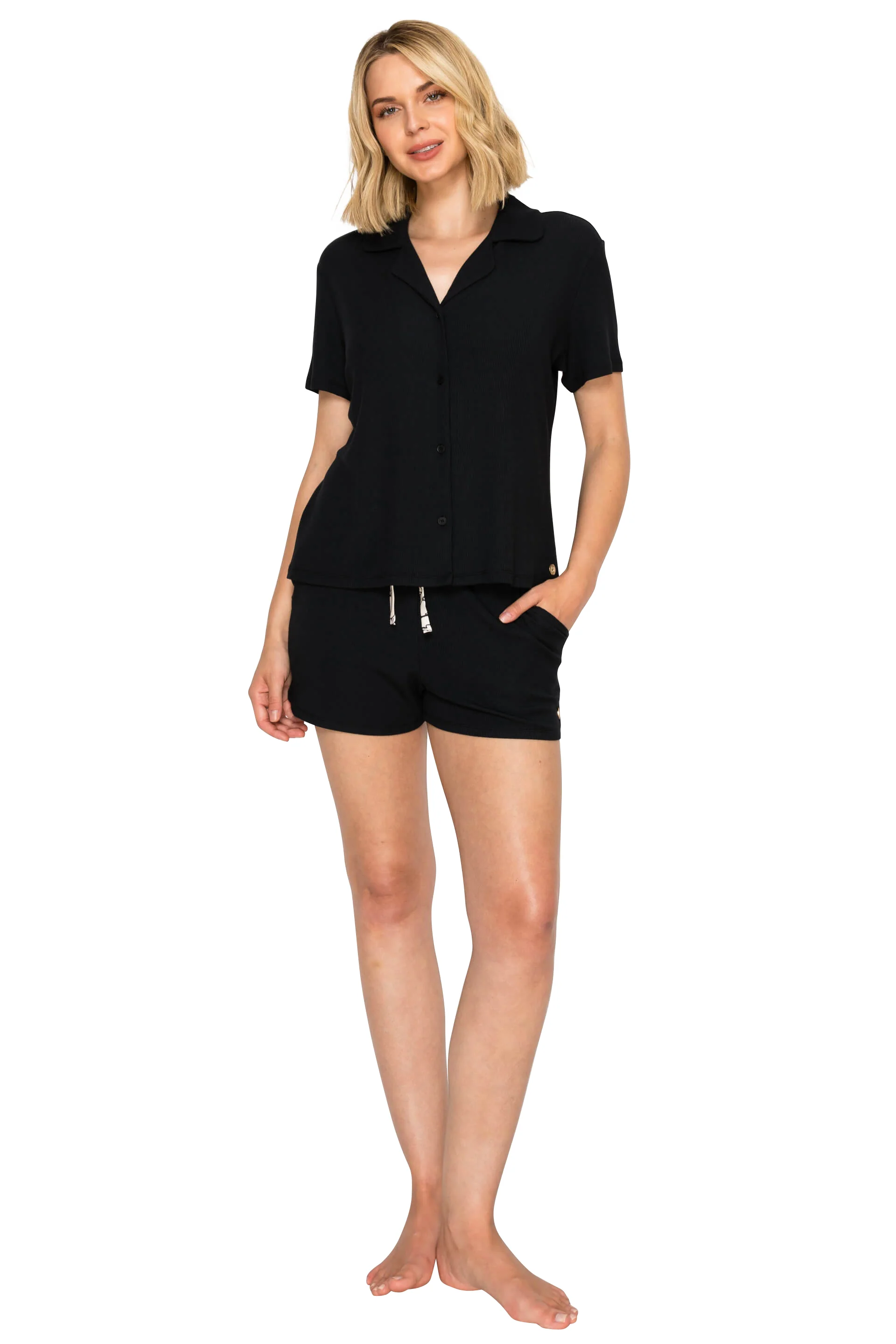 Yummy Modal Blend Rib Button-Up Short Pajama Set - Image 13